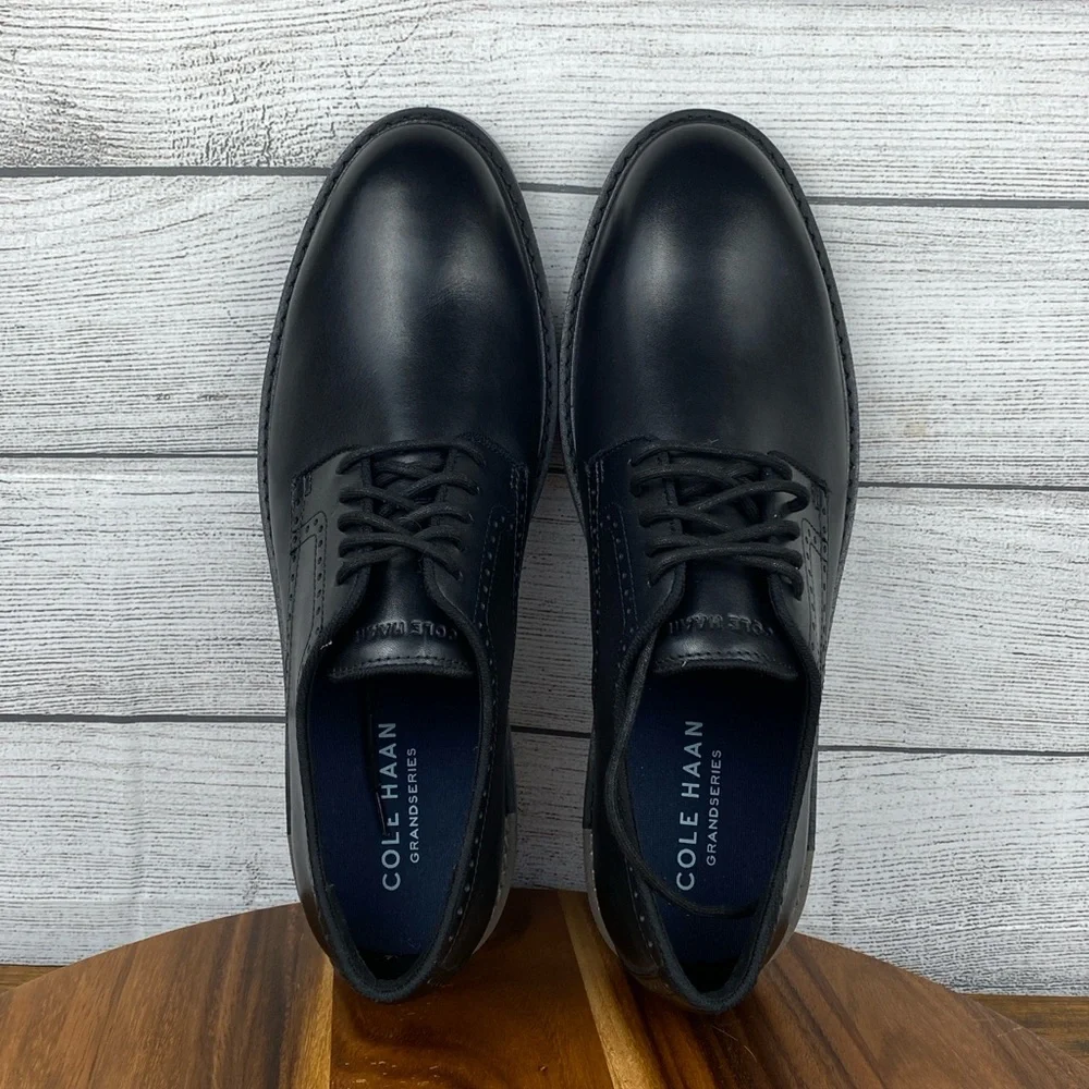 Cole Haan Go To Plain Toe Oxford Black Leather Gray Midsole Shoe C34123 Men’s 12